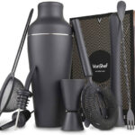 VonShef Pariser Cocktail Set Mattblack | Συσκευασία Δώρου | Coctailshaker - 9 Τεμαχίων | Βιβλίο συνταγών για Coctails
