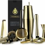 VinoBravo Boston Coctailshaker Set 11 τεμαχίων + Συνταγολόγιο με 30 coctails | Με διπλό ποτήρι Shaker σε χρυσό χρώμα | Πανέμορφο Design | Είναι δοκιμασμένο από επαγγελματίες Barman