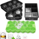 Freshty - FYLINA 3x Παγοθήκες από σιλικόνη και με καπάκι, BPA Free, | Φτιάξτε XL στρόγγυλα παγάκια, XL & L τετράγωνα παγάκια | Get your party on ice