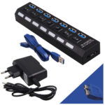 POWERTECH USB 3.0 Hub PT-269, 7 θύρες, On-Off + Μετασχηματιστής ρεύματος