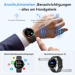 Fitpolo - Black | Smartwatch 1.57'' HD Smart Watch για άνδρες και γυναίκες, με λειτουργία τηλεφώνου, Fitness Tracker, παρακολούθηση ύπνου και καρδιακού ρυθμού, 120+ Sport, 3ATM αδιάβροχη, συμβατή με Samsung/Android/iOS, με 2 λουράκια - Image 2